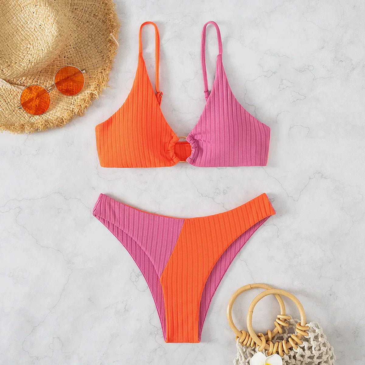 Shopnory | Push-Up-Bikini-Set mit Hoher Taille für Damen