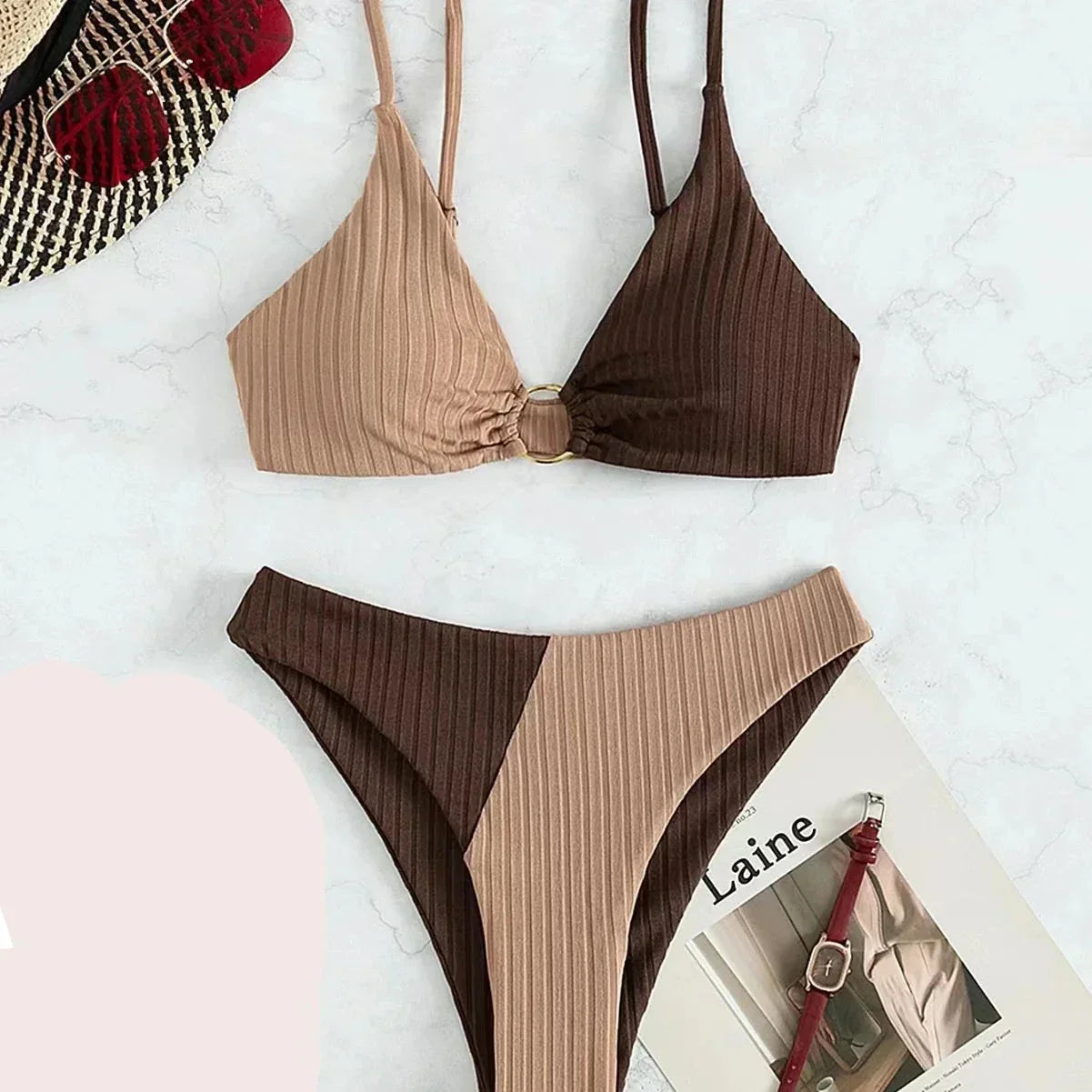 Shopnory | Push-Up-Bikini-Set mit Hoher Taille für Damen