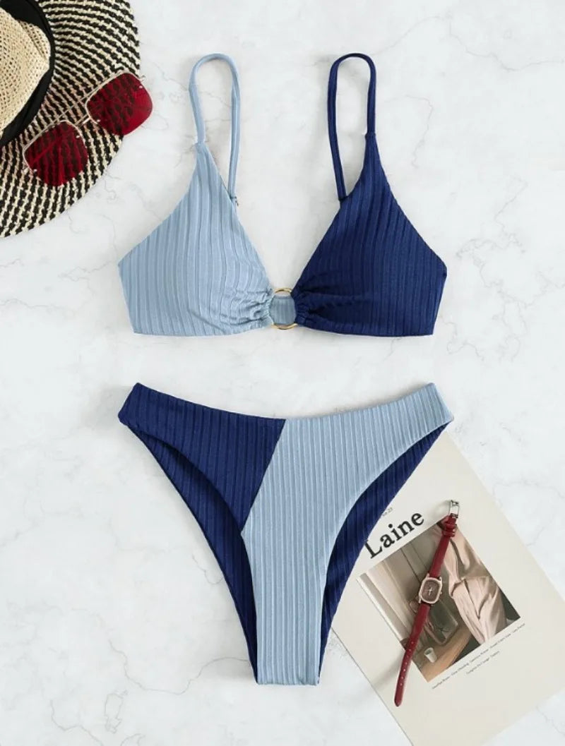 Push-Up-Bikini-Set mit Hoher Taille für Damen