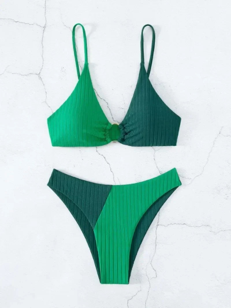 Push-Up-Bikini-Set mit Hoher Taille für Damen