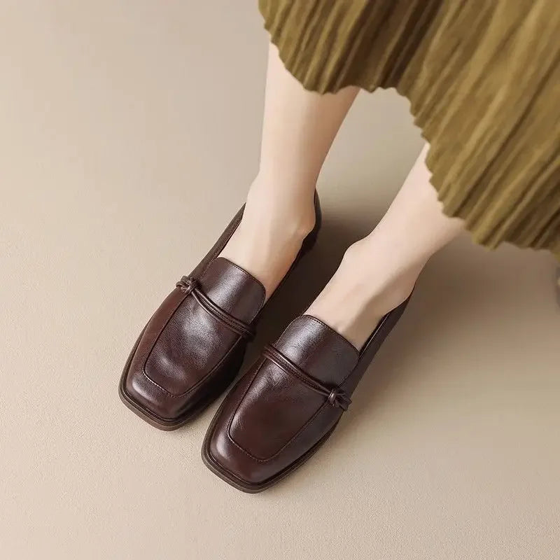 Stil Vintage Leder Damen Ballerinas