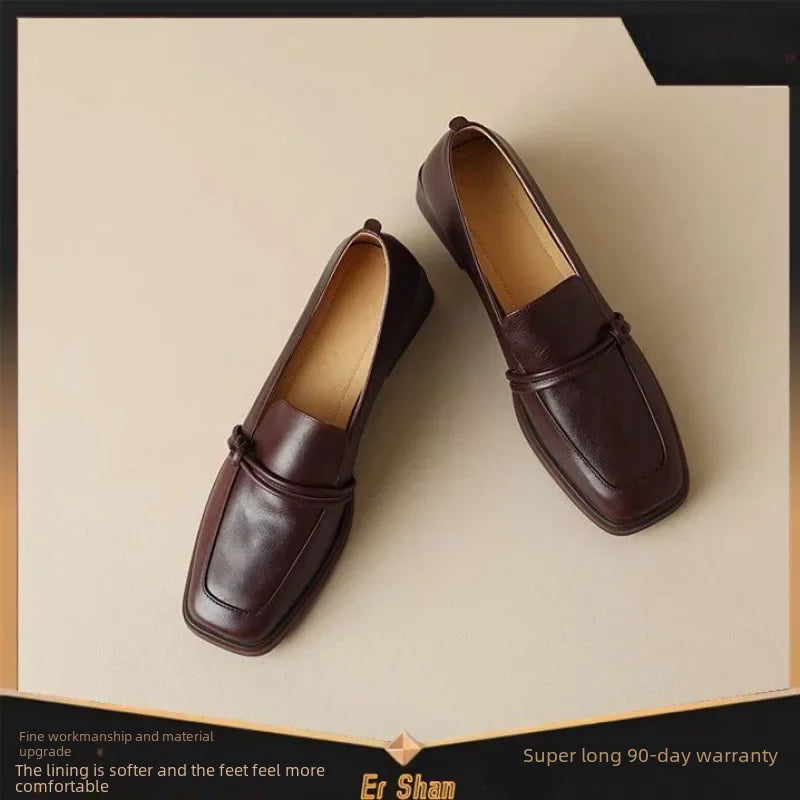 Stil Vintage Leder Damen Ballerinas
