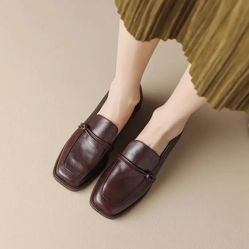 Stil Vintage Leder Damen Ballerinas