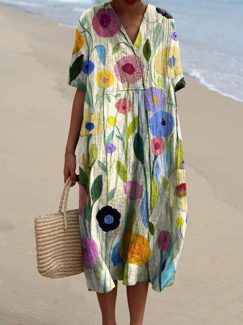 Farbenfrohes, fließendes Sommerkleid