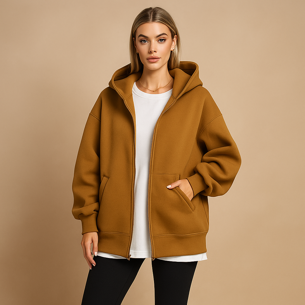 Sweatshirt oversized mit Kapuze und Reißverschluss für Damen Yeni