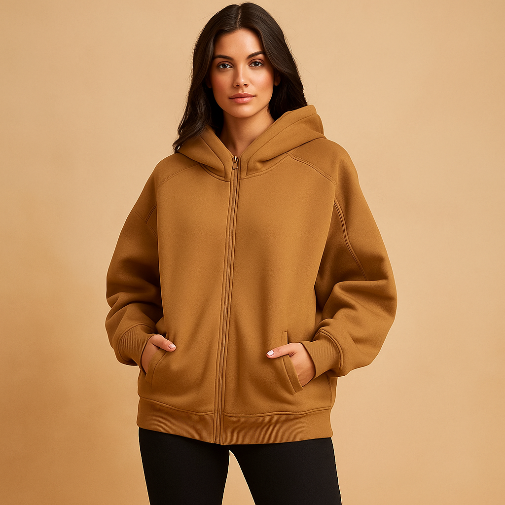 Sweatshirt oversized mit Kapuze und Reißverschluss für Damen Yeni