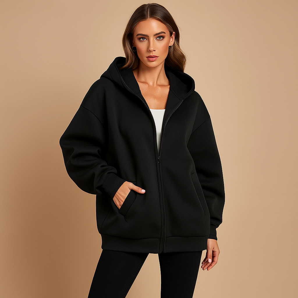 Sweatshirt oversized mit Kapuze und Reißverschluss für Damen Yeni