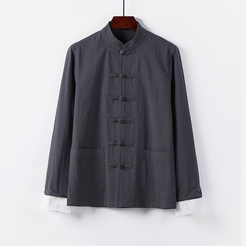Herren Traditionelle chinesische Tang-Jacke mit Stehkragen und Knotenverschlüssen Shop Nory