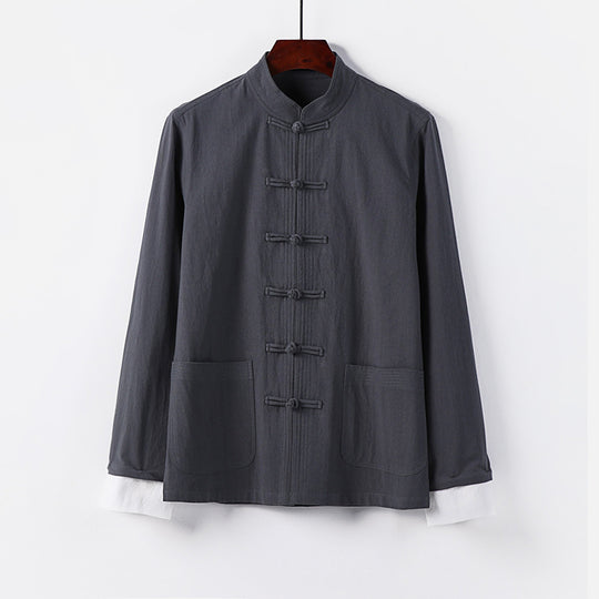 Herren Traditionelle chinesische Tang-Jacke mit Stehkragen und Knotenverschlüssen Shop Nory