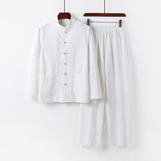 Herren Lockeres Hanfu-inspiriertes Freizeit-Set mit Stehkragen und Knotenverschlüssen Shop Nory