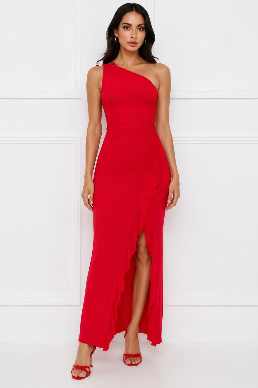 Damen Asymmetrisches Maxikleid mit Rüschendetails