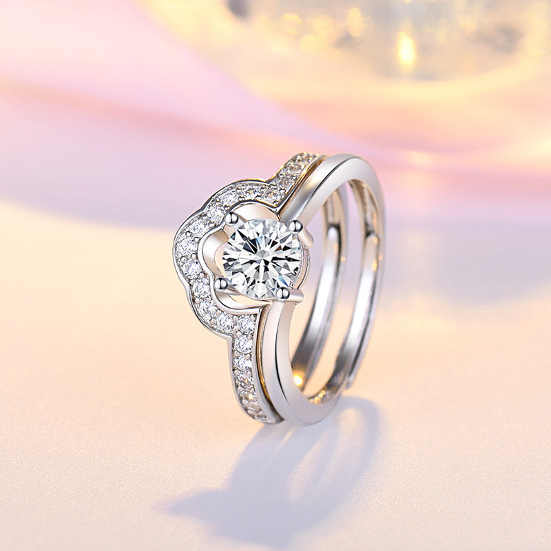 Damen Verlobungsring mit kunstvollem Zirkonia-Besatz und romantischem Design Shop Nory