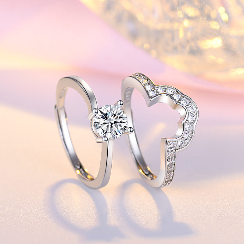 Damen Verlobungsring mit kunstvollem Zirkonia-Besatz und romantischem Design Shop Nory