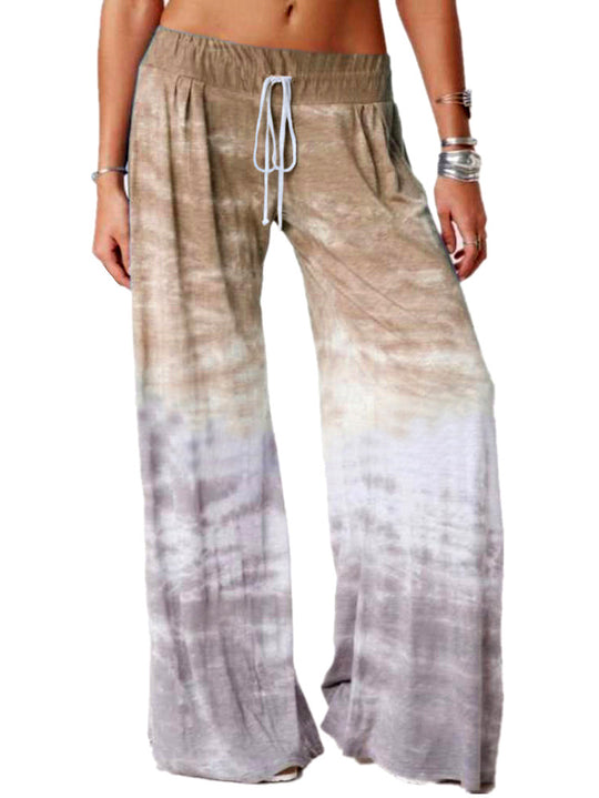 Damen weite Batik-Hose mit Kordelzug, Plissee und Seitentaschen Shop Nory