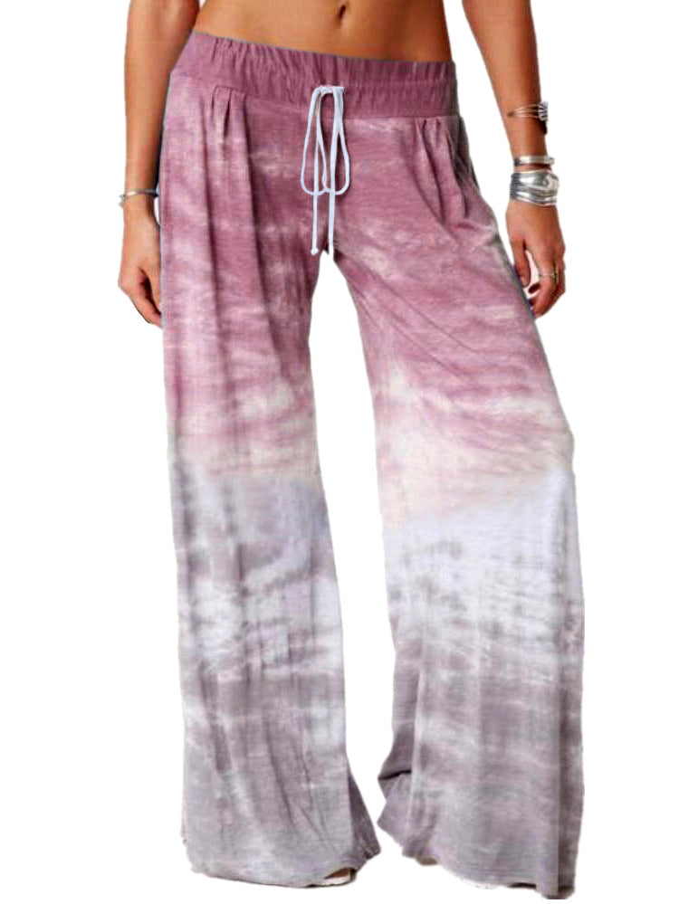 Damen weite Batik-Hose mit Kordelzug, Plissee und Seitentaschen Shop Nory