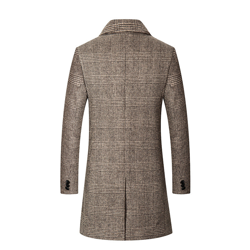 Herren Eleganter Karierter City-Übermantel aus Wollmix mit gesteppter Innenfütterung Shop Nory