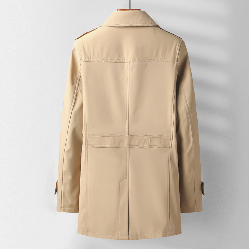 Herren Klassischer Kurztrenchcoat mit Hemdkragen, Schulterpatten und gefütterter Innenseite Shop Nory