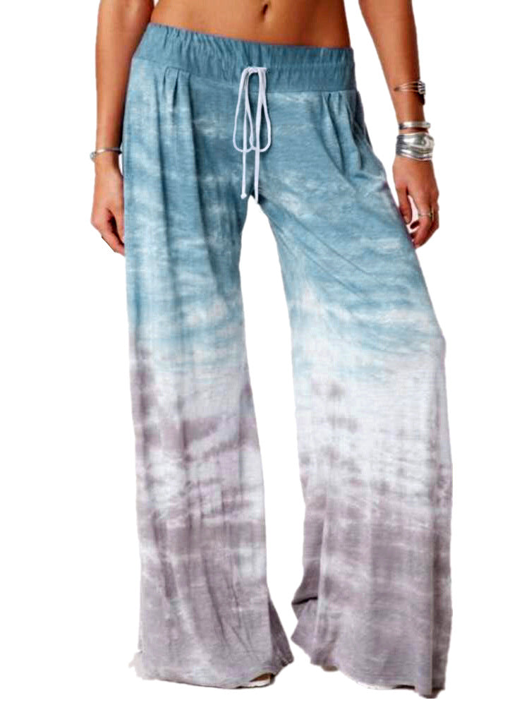 Damen weite Batik-Hose mit Kordelzug, Plissee und Seitentaschen Shop Nory