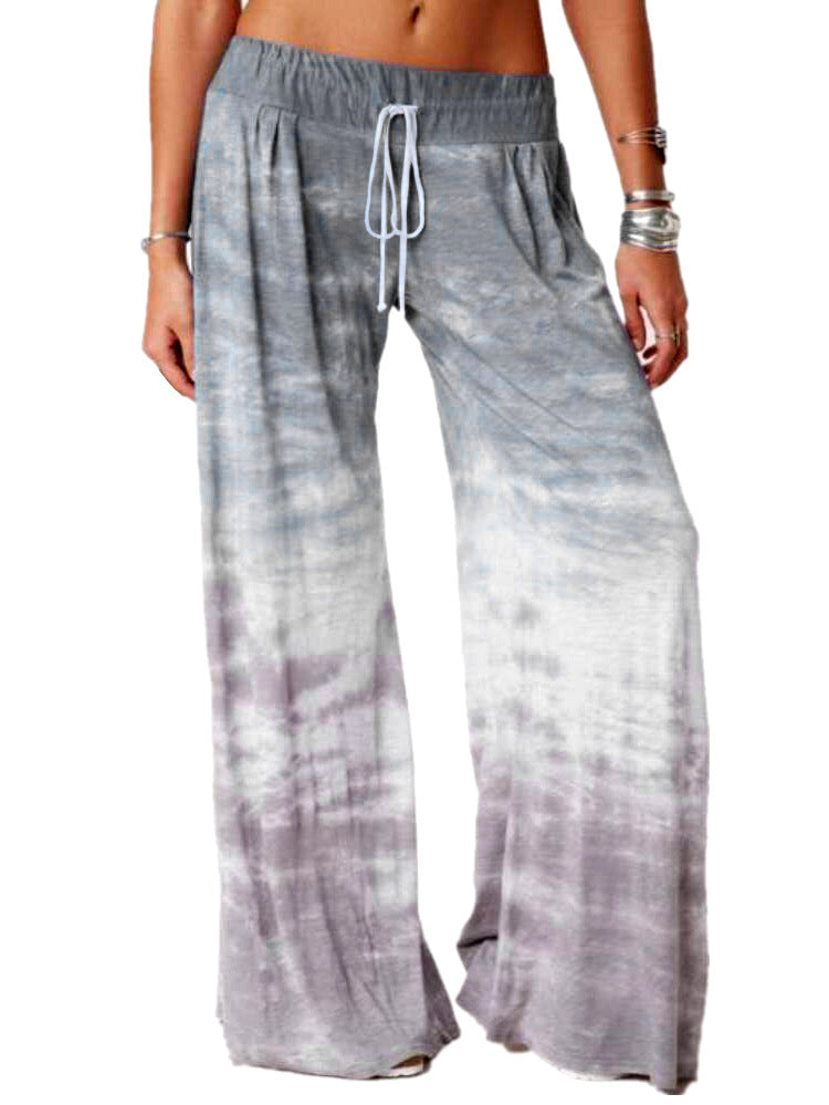 Damen weite Batik-Hose mit Kordelzug, Plissee und Seitentaschen Shop Nory