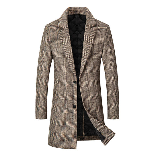 Herren Eleganter Karierter City-Übermantel aus Wollmix mit gesteppter Innenfütterung Shop Nory