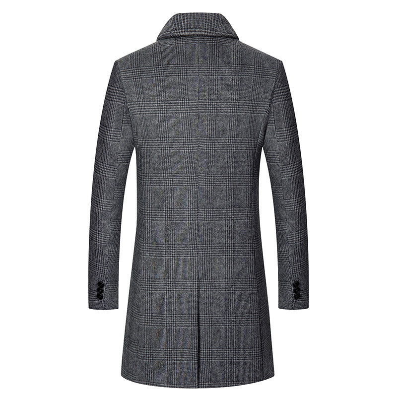 Herren Eleganter Karierter City-Übermantel aus Wollmix mit gesteppter Innenfütterung Shop Nory