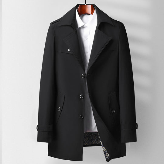 Herren Klassischer Kurztrenchcoat mit Hemdkragen, Schulterpatten und gefütterter Innenseite Shop Nory