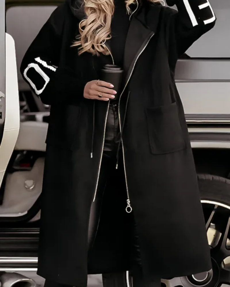 Lässige Kapuzenjacke mit Strickärmeln