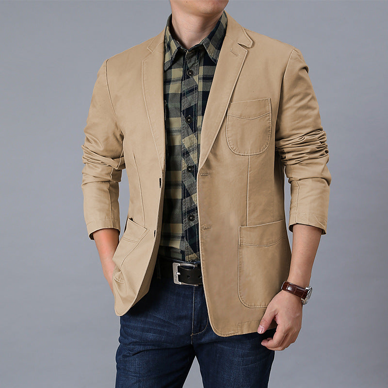 Herren legerer Baumwollblazer mit aufgesetzten Taschen und klassischem Knopfverschluss Shop Nory