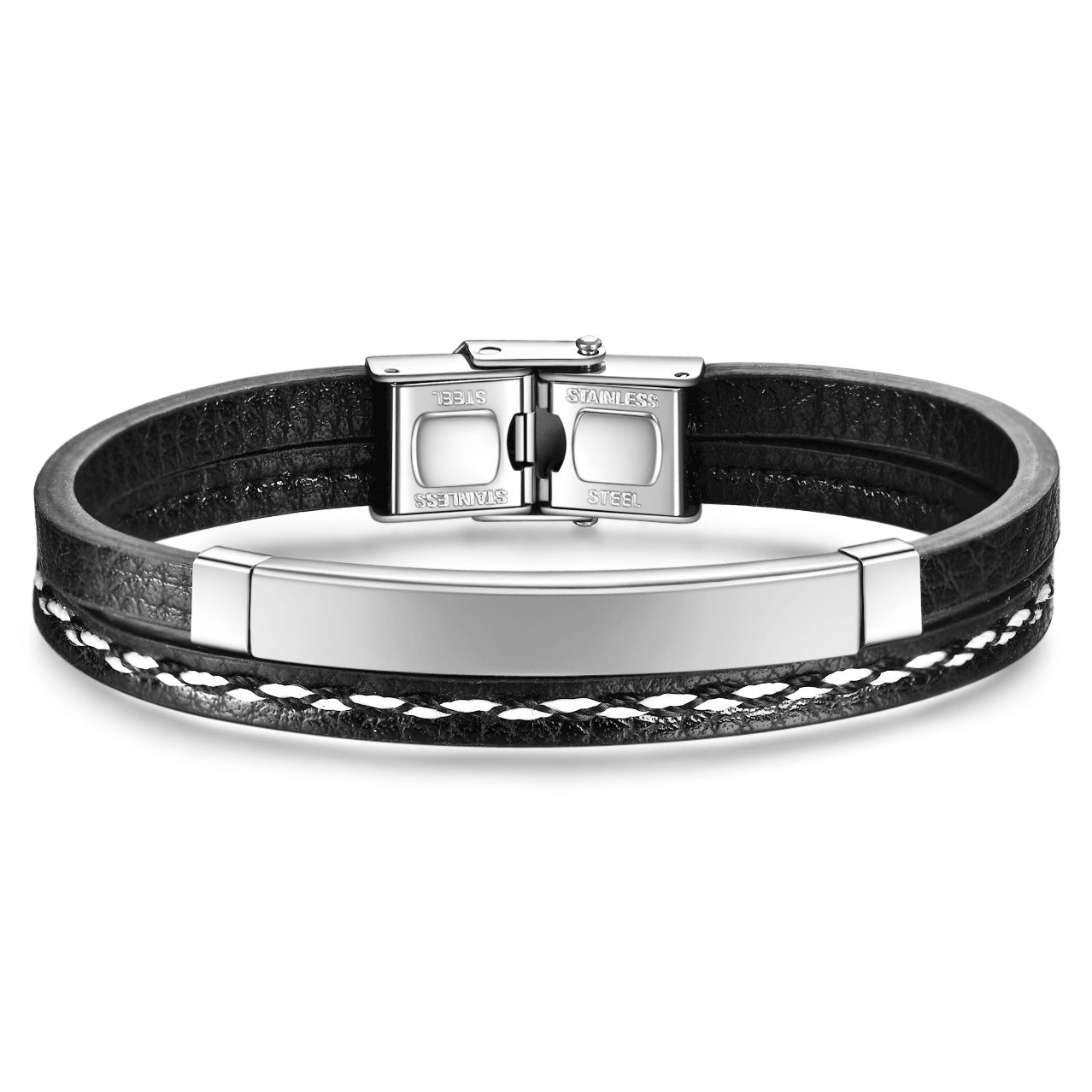Herren Lederarmband mit stilvollem Edelstahlverschluss Shop Nory