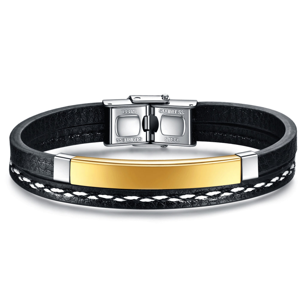 Herren Lederarmband mit stilvollem Edelstahlverschluss Shop Nory