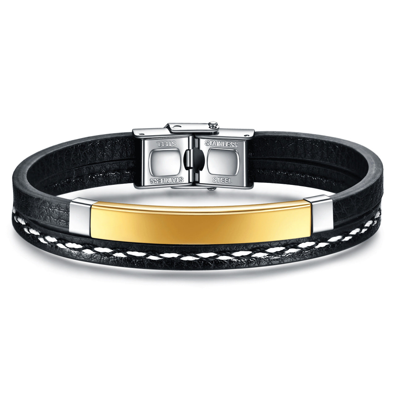 Herren Lederarmband mit stilvollem Edelstahlverschluss Shop Nory