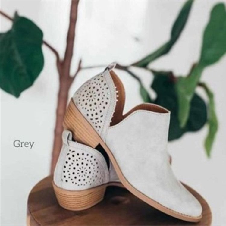 Damen Elegante Ankle Boots mit luftiger Lochmuster-Optik