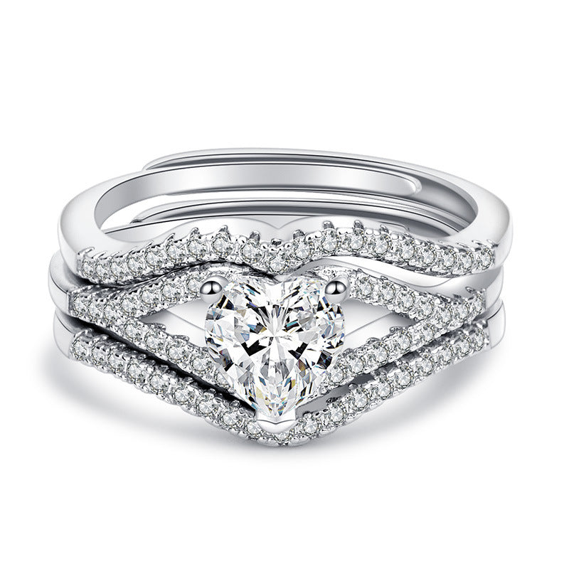 Damen herzförmiger Verlobungsring mit Zirkonia-Besatz Shop Nory