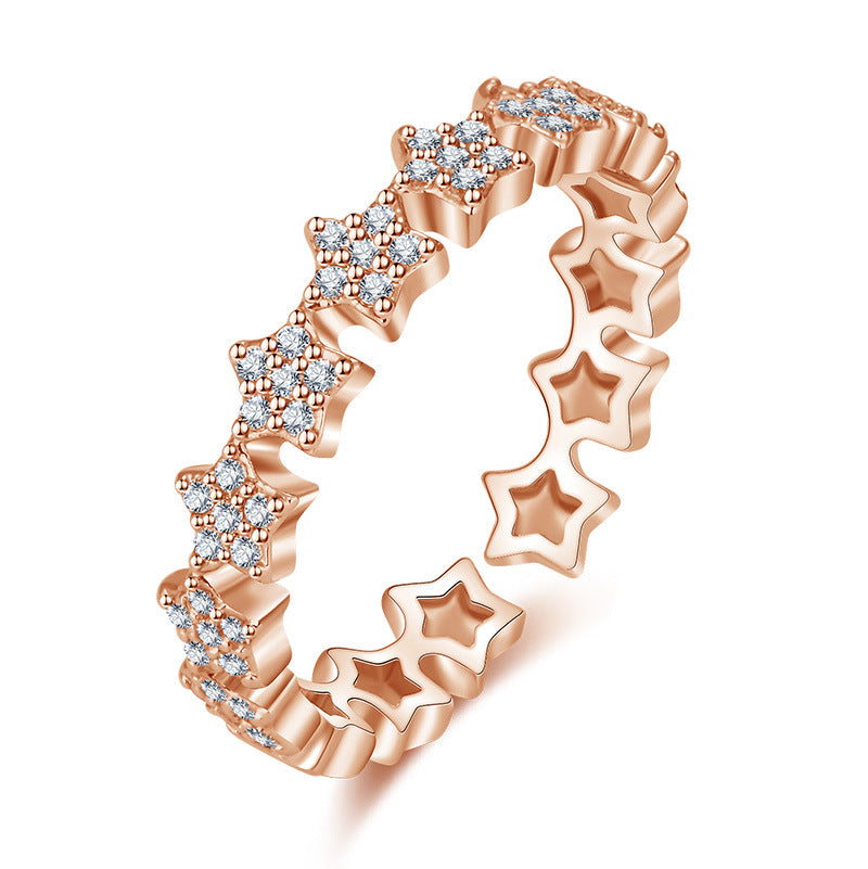 Damen zierlicher Ring mit funkelndem Sternen-Design und hochwertigem Zirkonia-Besatz Shop Nory