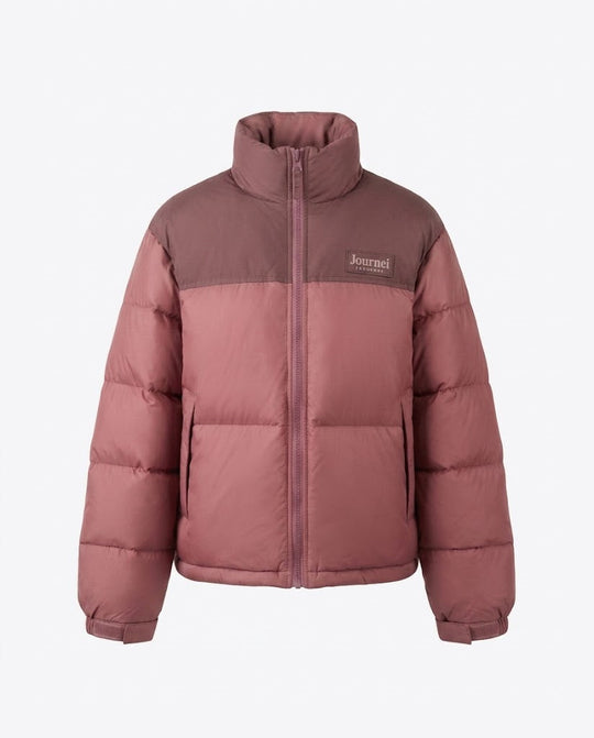 Damen kurze gepolsterte Pufferjacke mit hohem Kragen und kontrastierendem Schulterbesatz