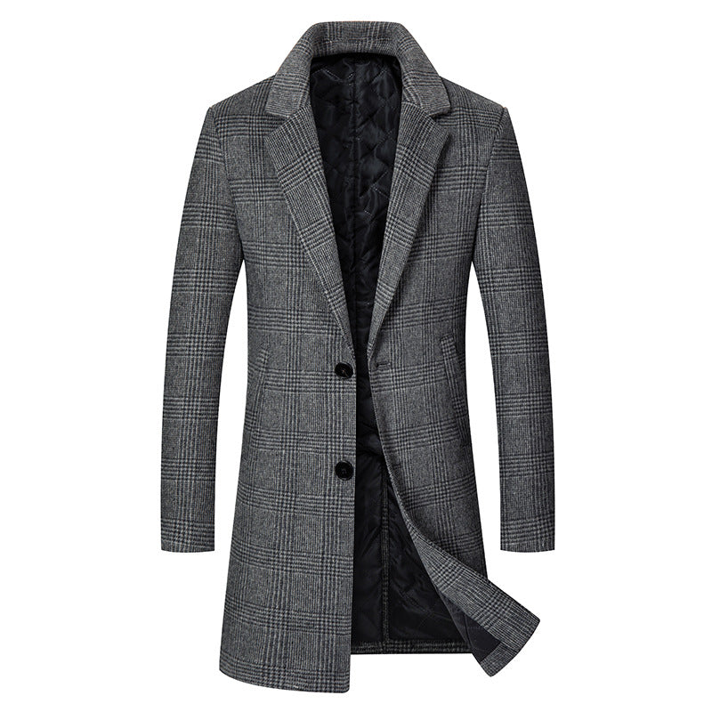 Herren Eleganter Karierter City-Übermantel aus Wollmix mit gesteppter Innenfütterung Shop Nory