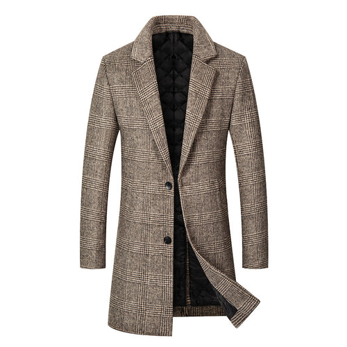 Herren Eleganter Karierter City-Übermantel aus Wollmix mit gesteppter Innenfütterung Shop Nory