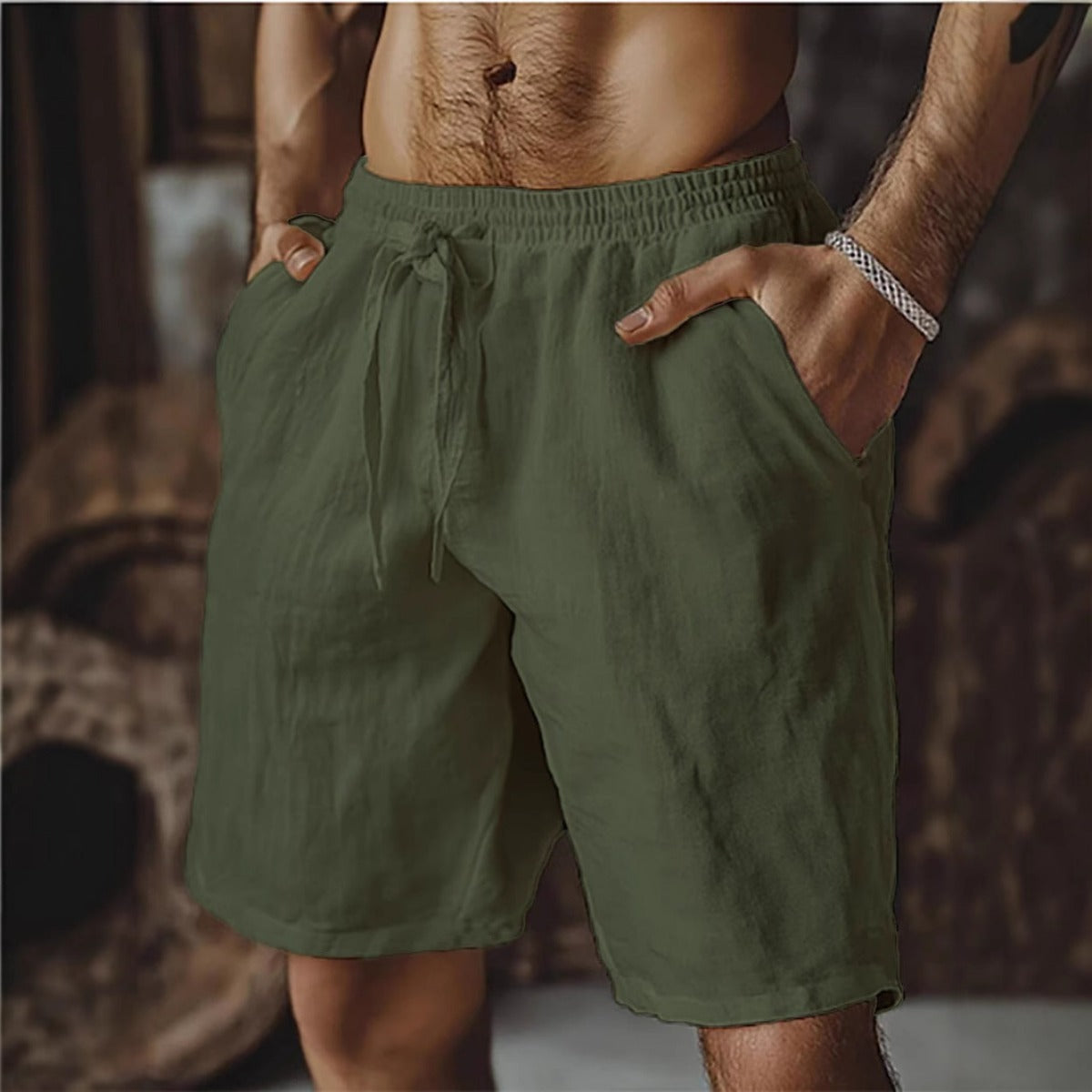 Herren-Schnürshorts aus Baumwolle