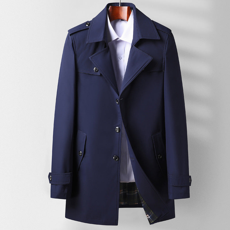 Herren Klassischer Kurztrenchcoat mit Hemdkragen, Schulterpatten und gefütterter Innenseite Shop Nory