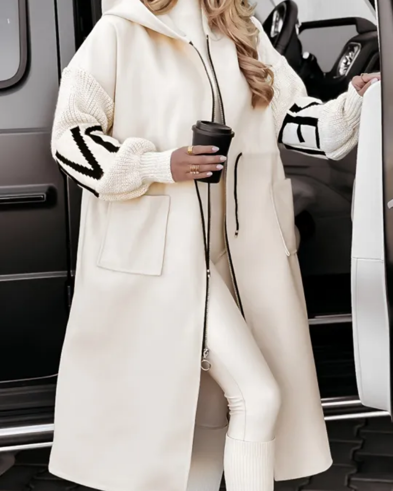Lässige Kapuzenjacke mit Strickärmeln