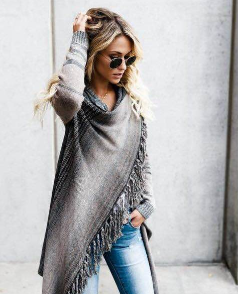 Shopnory | Damen Quaste Strickjacke Warm