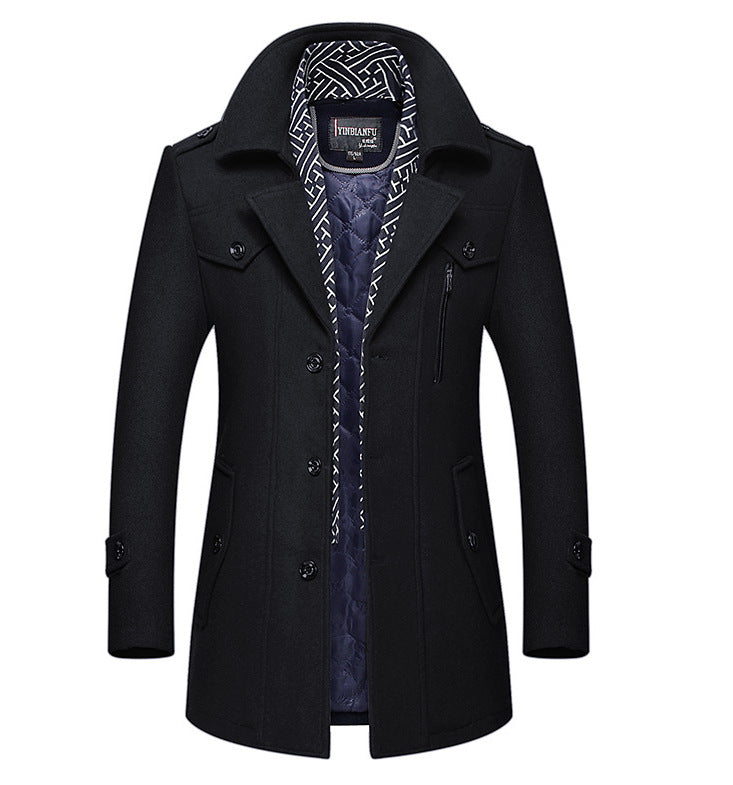 Herren Smart-Casual Wollmix-Mantel mit versteckter gesteppter Innenjacke und Schulterklappen Shop Nory