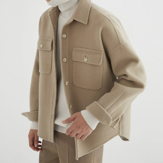Herren Overshirt aus Wollmix mit überschnittener Schulter und aufgesetzten Brusttaschen Shop Nory
