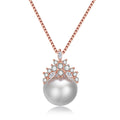 Damen Halskette mit kunstvollem Perlenanhänger und funkelnden Zirkonia-Details Shop Nory