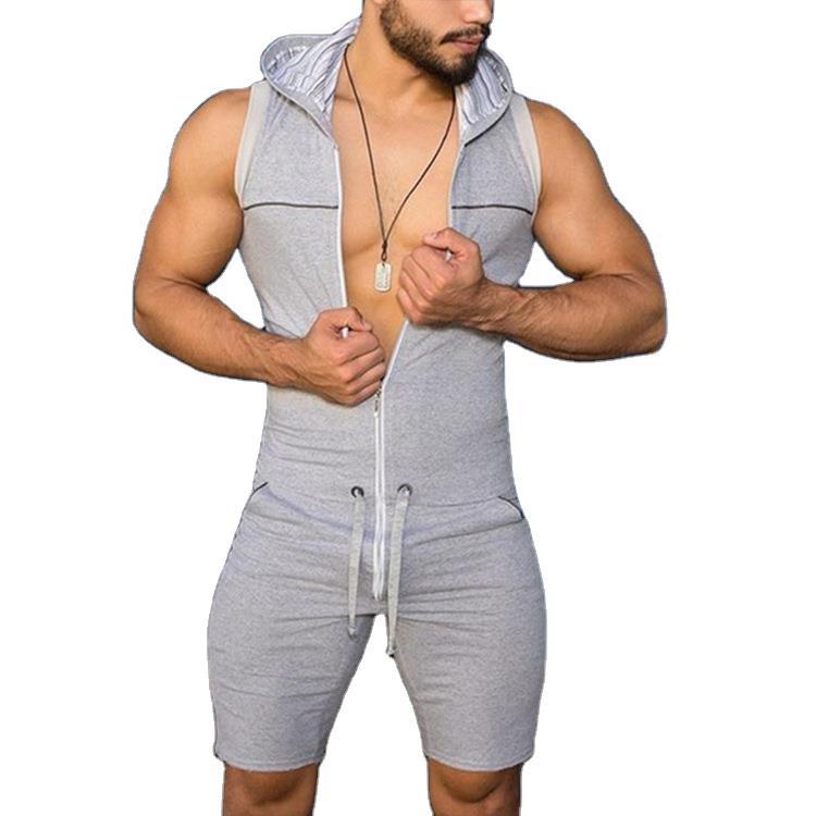 Herren Ärmelloser Freizeitanzug mit Kapuze und praktischem Kordelzug