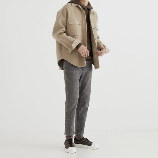 Herren Overshirt aus Wollmix mit überschnittener Schulter und aufgesetzten Brusttaschen Shop Nory
