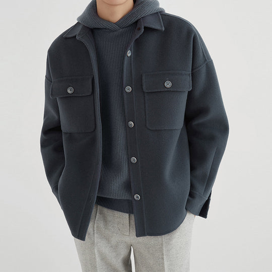 Herren Overshirt aus Wollmix mit überschnittener Schulter und aufgesetzten Brusttaschen Shop Nory