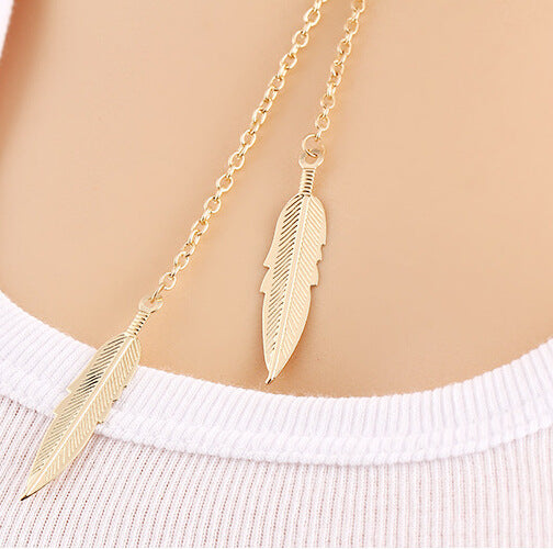 Damen Halskette mit elegantem Federdesign Shop Nory