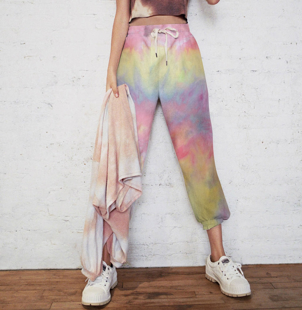 Damen Jogginghose im kreativen Batikdesign mit elastischem Bund und praktischen Taschen