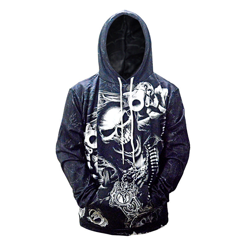 Herren Kapuzenpullover mit allover Totenkopf-Print & Kängurutasche Shop Nory